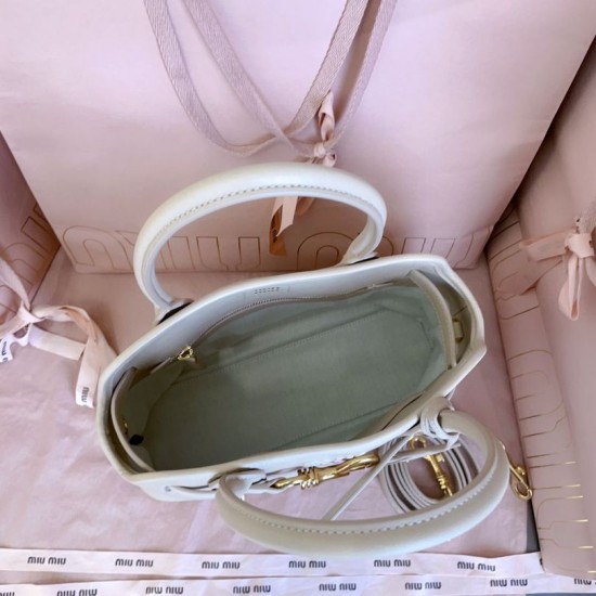 AAA Replica Miu Miu Adventure Nappa Tote Bag White 5BA292 1:1 Replica Miu Miu Adventure Nappa Tote Bag White 5BA292 Knockoff