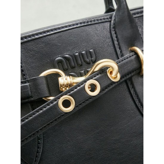 AAA Replica Miu Miu Tote Bags Adventure Nappa Leather 5BA292 Black 1:1 Replica Miu Miu Tote Bags Adventure Nappa Leather 5BA292 Black Knockoff
