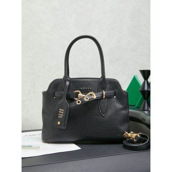 AAA Replica Miu Miu Tote Bags Adventure Nappa Leather 5BA292 Black 1:1 Replica Miu Miu Tote Bags Adventure Nappa Leather 5BA292 Black Knockoff