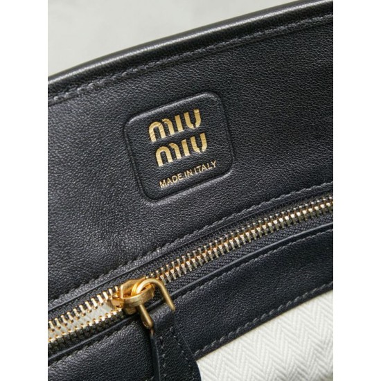 AAA Replica Miu Miu Tote Bags Adventure Nappa Leather 5BA292 Black 1:1 Replica Miu Miu Tote Bags Adventure Nappa Leather 5BA292 Black Knockoff