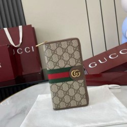 1:1 Replica Gucci Ophidia Zip Around Wallet 838619 Brown Knockoff