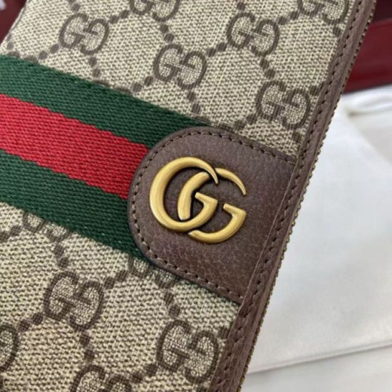 1:1 Replica Gucci Ophidia Zip Around Wallet 838619 Brown Knockoff