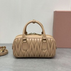 1:1 Replica Miu Miu Arcadie Matelassé Top Handle Bag Apricot Knockoff