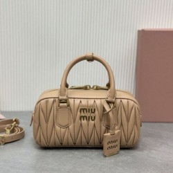 1:1 Replica Miu Miu Arcadie Matelassé Top Handle Bag Apricot Knockoff