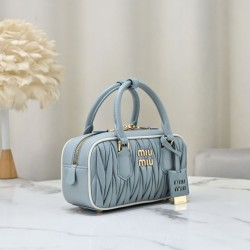 1:1 Replica Miu Miu Arcadie Matelassé Top Handle Bag Blue Knockoff
