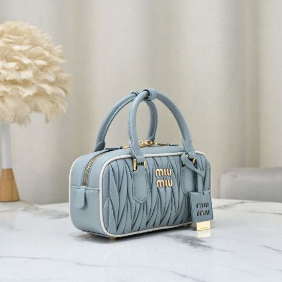 AAA Replica Miu Miu Arcadie Matelassé Top Handle Bag Blue 1:1 Replica Miu Miu Arcadie Matelassé Top Handle Bag Blue Knockoff