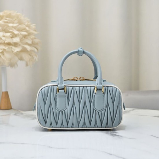 AAA Replica Miu Miu Arcadie Matelassé Top Handle Bag Blue 1:1 Replica Miu Miu Arcadie Matelassé Top Handle Bag Blue Knockoff