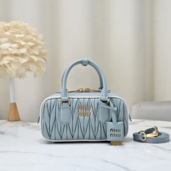 1:1 Replica Miu Miu Arcadie Matelassé Top Handle Bag Blue Knockoff
