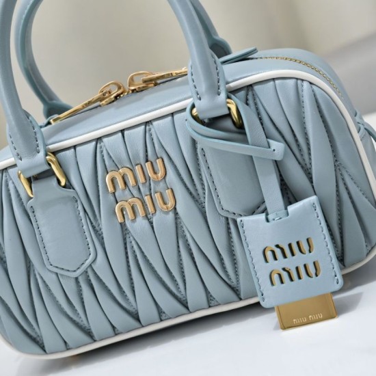 AAA Replica Miu Miu Arcadie Matelassé Top Handle Bag Blue 1:1 Replica Miu Miu Arcadie Matelassé Top Handle Bag Blue Knockoff
