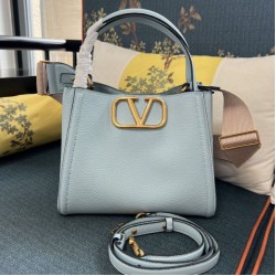 1:1 Replica Valentino Garavani Alltime Medium Grained Calfskin Handbag Blue Knockoff