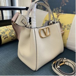 1:1 Replica Valentino Garavani Alltime Medium Grained Calfskin Handbag Beige Knockoff