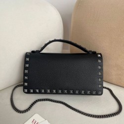 1:1 Replica Valentino Garavani Rockstud Chain Wallet Black Knockoff