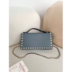 1:1 Replica Valentino Garavani Rockstud Chain Wallet Blue Knockoff