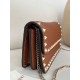 1:1 Replica Valentino Garavani Rockstud Small Flap Crossbody Bag Brown Knockoff