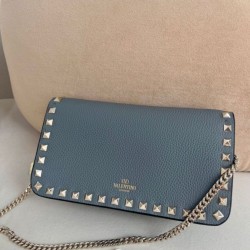 1:1 Replica Valentino Garavani Rockstud Small Flap Crossbody Bag Blue Knockoff