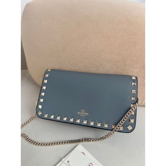 1:1 Replica Valentino Garavani Rockstud Small Flap Crossbody Bag Blue Knockoff