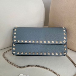 1:1 Replica Valentino Garavani Rockstud Small Flap Crossbody Bag Blue Knockoff