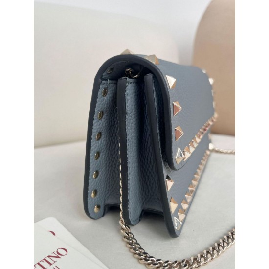 1:1 Replica Valentino Garavani Rockstud Small Flap Crossbody Bag Blue Knockoff
