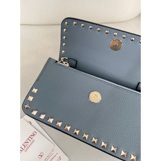 1:1 Replica Valentino Garavani Rockstud Small Flap Crossbody Bag Blue Knockoff