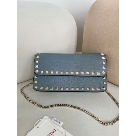 1:1 Replica Valentino Garavani Rockstud Small Flap Crossbody Bag Blue Knockoff