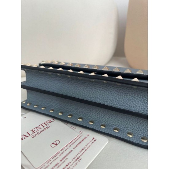 1:1 Replica Valentino Garavani Rockstud Small Flap Crossbody Bag Blue Knockoff