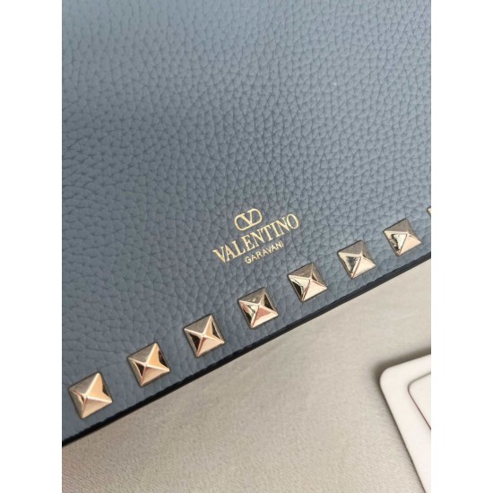 1:1 Replica Valentino Garavani Rockstud Small Flap Crossbody Bag Blue Knockoff