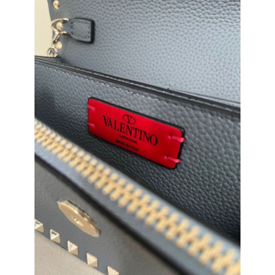 1:1 Replica Valentino Garavani Rockstud Small Flap Crossbody Bag Blue Knockoff