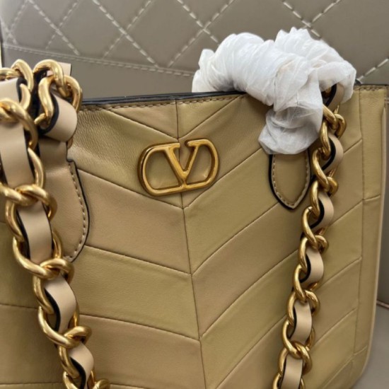 1:1 Replica Valentino Garavani Laseine Small/Medium Tote Bag Brown Knockoff