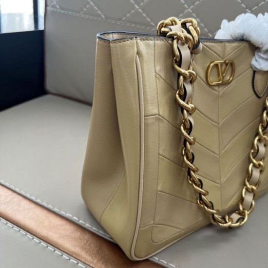 1:1 Replica Valentino Garavani Laseine Small/Medium Tote Bag Brown Knockoff