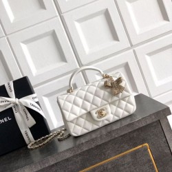 1:1 Replica Chanel Mini Classic Flap Bow 25K Top Handle Bag AS2431 Pink Knockoff