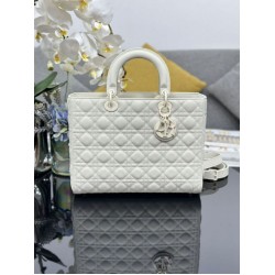 1:1 Replica Dior Lady Dior Large Matte Cannage Handbag with Flap White Knockoff
