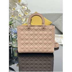 1:1 Replica Dior Lady Dior Large Matte Cannage Handbag with Flap Pink Knockoff
