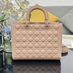 1:1 Replica Dior Lady Dior Large Matte Cannage Handbag with Flap Pink Knockoff