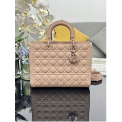 1:1 Replica Dior Lady Dior Large Matte Cannage Handbag with Flap Pink Knockoff