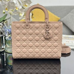 1:1 Replica Dior Lady Dior Large Matte Cannage Handbag with Flap Pink Knockoff