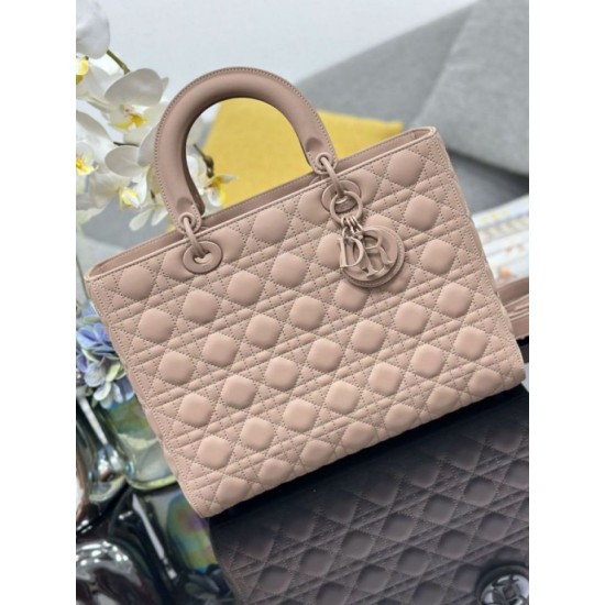 1:1 Replica Dior Lady Dior Large Matte Cannage Handbag with Flap Pink Knockoff