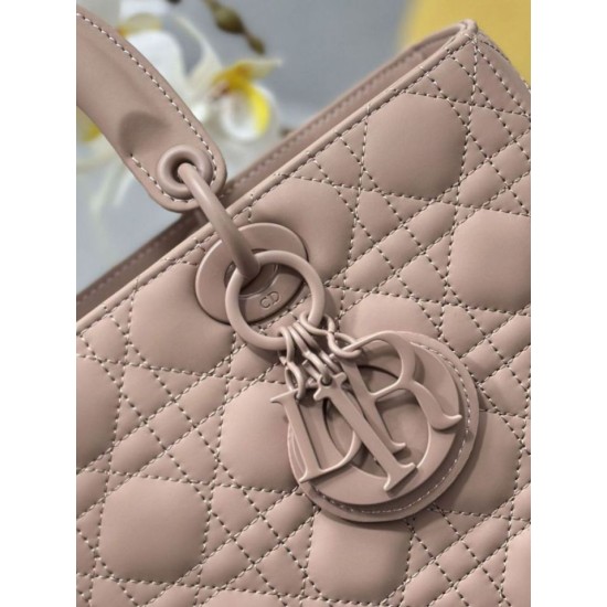 1:1 Replica Dior Lady Dior Large Matte Cannage Handbag with Flap Pink Knockoff