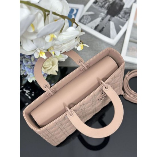 1:1 Replica Dior Lady Dior Large Matte Cannage Handbag with Flap Pink Knockoff