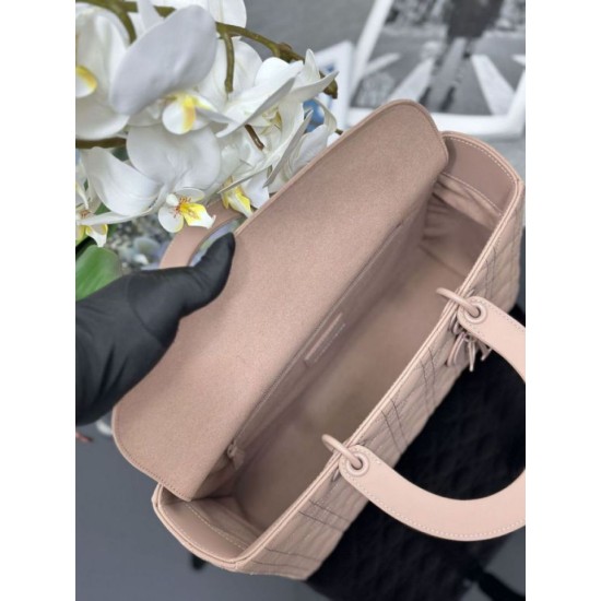 1:1 Replica Dior Lady Dior Large Matte Cannage Handbag with Flap Pink Knockoff