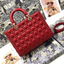 1:1 Replica Dior Lady Dior Large Quilted Lambskin Cannage Bag Red Knockoff