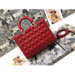 1:1 Replica Dior Lady Dior Large Quilted Lambskin Cannage Bag Red Knockoff