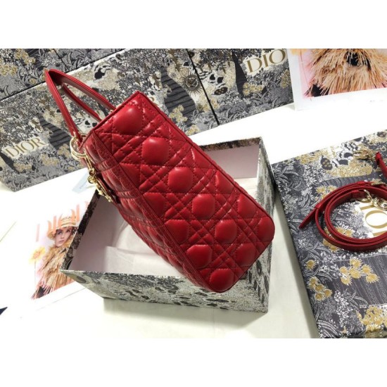 1:1 Replica Dior Lady Dior Large Quilted Lambskin Cannage Bag Red Knockoff