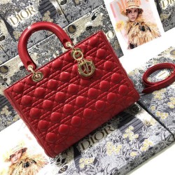 1:1 Replica Dior Lady Dior Large Quilted Lambskin Cannage Bag Red Knockoff