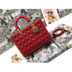 1:1 Replica Dior Lady Dior Large Quilted Lambskin Cannage Bag Red Knockoff