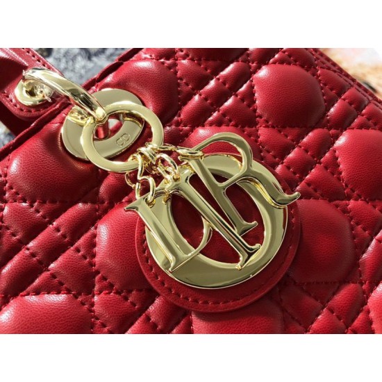 1:1 Replica Dior Lady Dior Large Quilted Lambskin Cannage Bag Red Knockoff