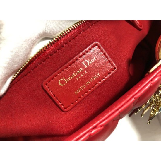 1:1 Replica Dior Lady Dior Large Quilted Lambskin Cannage Bag Red Knockoff