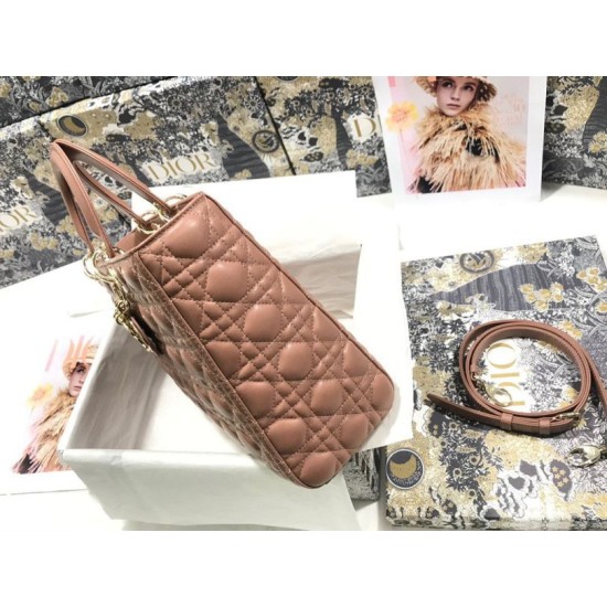 1:1 Replica Dior Lady Dior Large Quilted Lambskin Cannage Bag Brown Knockoff
