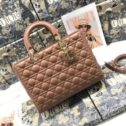 1:1 Replica Dior Lady Dior Large Quilted Lambskin Cannage Bag Brown Knockoff