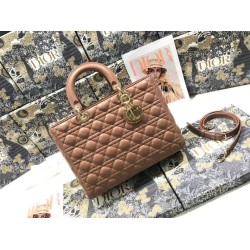 1:1 Replica Dior Lady Dior Large Quilted Lambskin Cannage Bag Brown Knockoff
