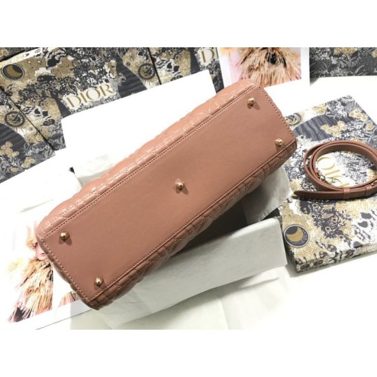 1:1 Replica Dior Lady Dior Large Quilted Lambskin Cannage Bag Brown Knockoff